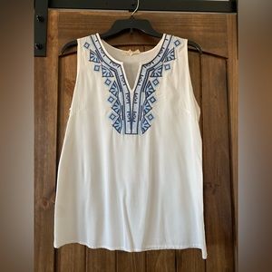 Solitaire embroidered sleeveless top